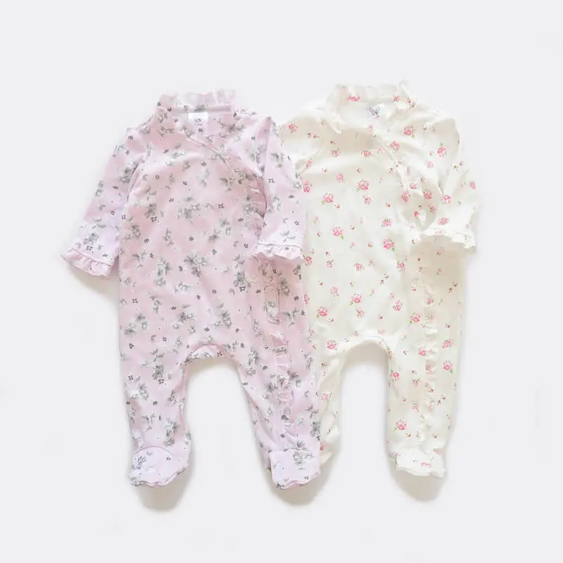 Baby Girl Footie Pajamas with Flowers Print Side Snap Sleepwear 2 Pack 0-12 Months | Детская одежда и обувь