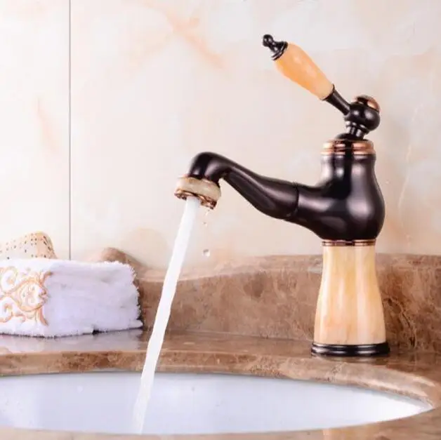 

New jade and brass faucet black oil brushed pull out bathroom basin faucet ,Luxury sink tap basin mixer High Quality water tap