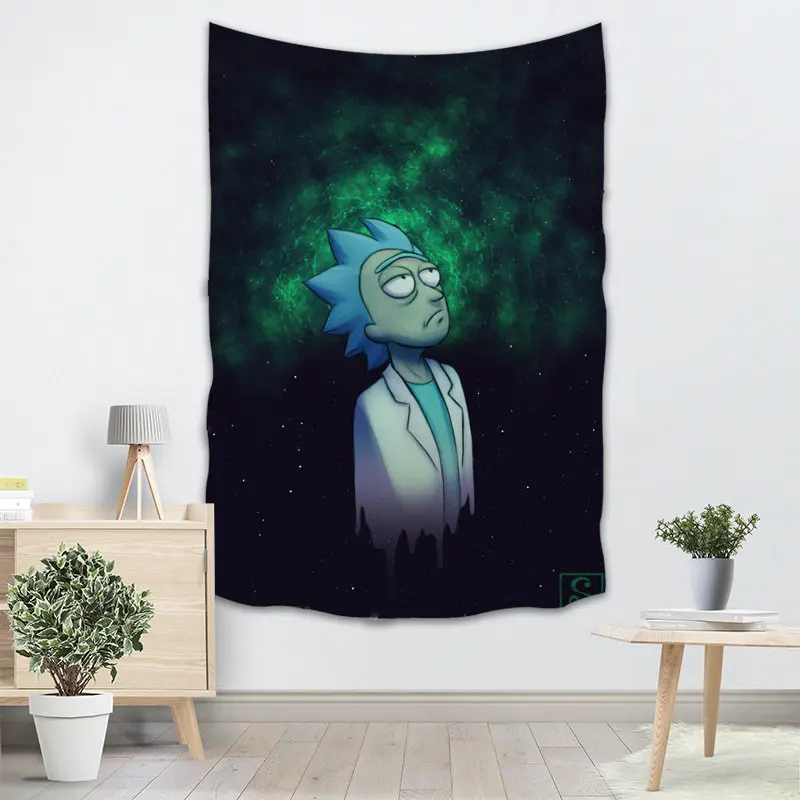 130x150CM,140X250CM Rick And Morty Tapestry Wall Hanging Tapestries Forest Tapestry Bedspread Yoga Mat Blanket Bed Table Cloth - Цвет: 10