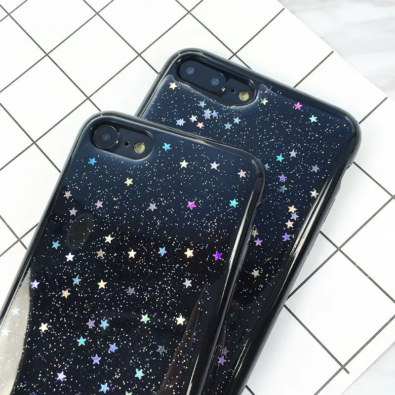Блестящий Прозрачный мягкий чехол из ТПУ для телефона iPhone 5 5S SE 6 6S 7 Plus сверкающие