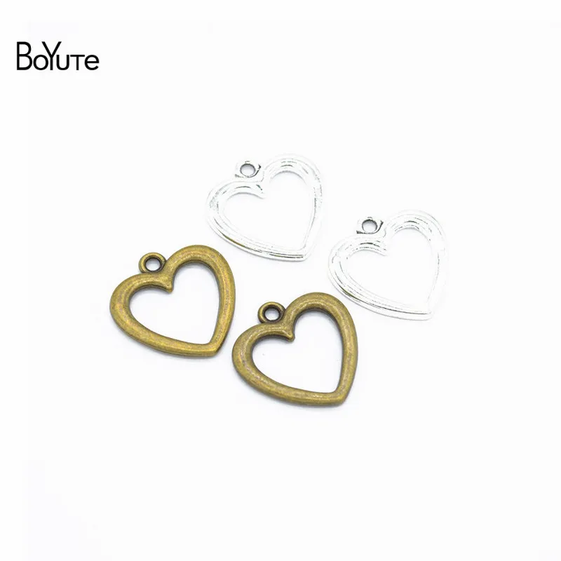 BoYuTe(100 шт./лот) металлический сплав подвеска в форме сердца Diy ручной работы аксессуары для изготовления ювелирных изделий