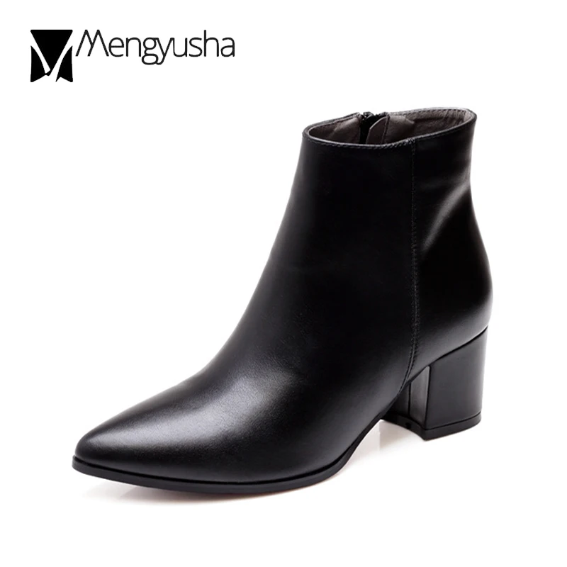Римские ботинки челси с острым носком Черные Универсальные женские botas feminina