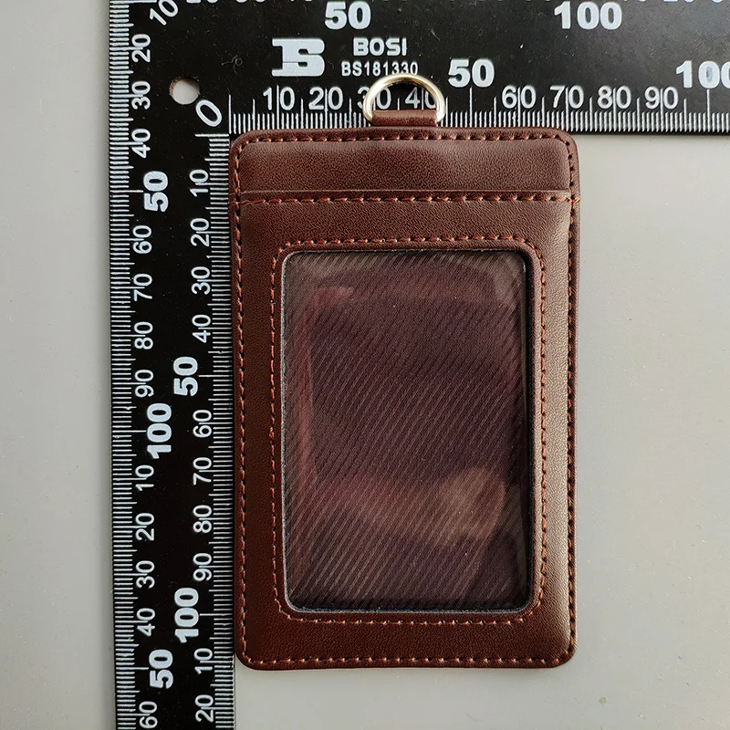 

2018 New Vertical High Quality Second Leather ID Badge Case with Lanyard Color Border Bank Credit Card Holders ID Badge Holders