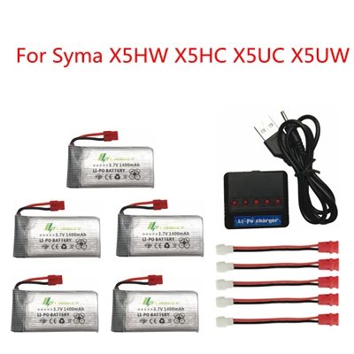 Аккумулятор LiPo для SYMA X5SC X5SW X5HW X5HC X5UW 3 7 в 1400 мА · ч с зарядным устройством ч|3.7v lipo