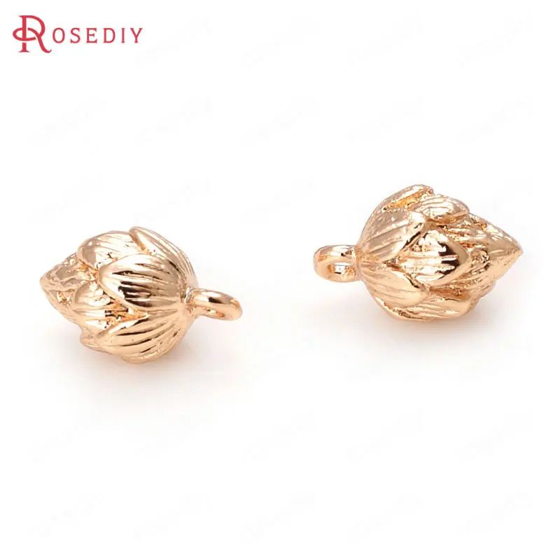 Латунные подвески в виде бутонов лотоса 7x11 5 мм 24 к цвета шампанского|lotus charm|diy jewelry