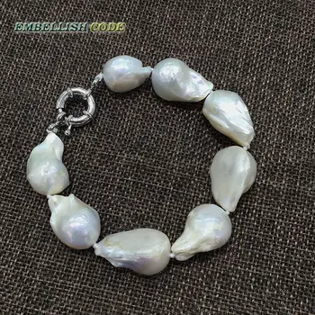large size white color tissue nucleated flameball shape baroque or keshi pearls Bracelet freshwater 100% natural pearls special