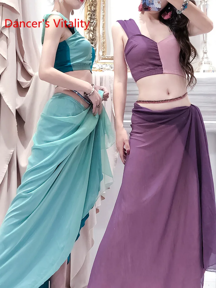 Женский костюм для танца живота длинная юбка с блестками в Восточном индийском