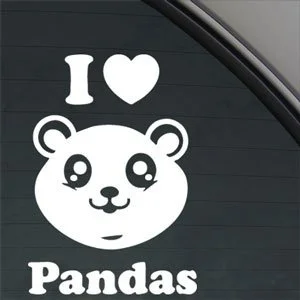 

I Love Pandas Decal Window Sticker 15cm