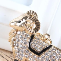 fat goat sheep cute crystal rhinestone charm pendant purse bag car key ring chain creative wedding party gift