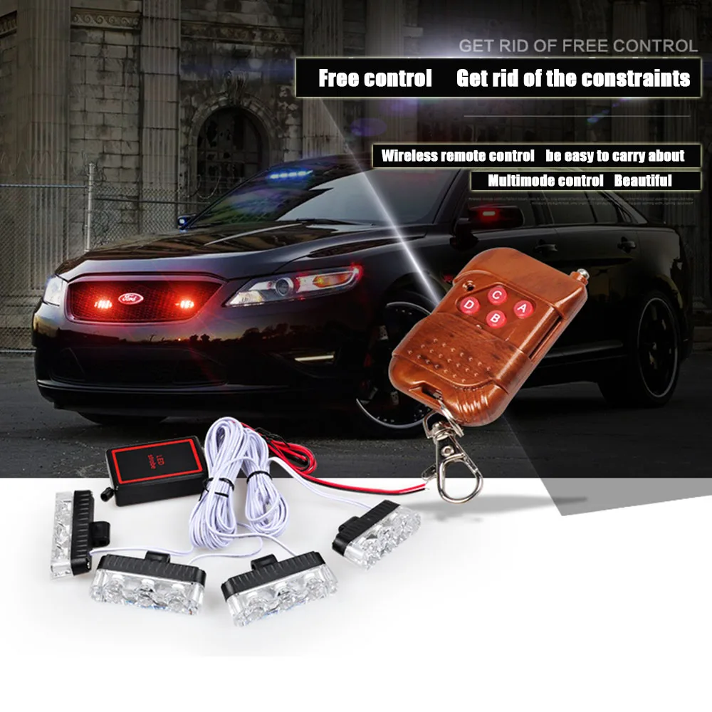 1 комплект Автомобильные светодиодные лампы проблесковая 4 х3|lamp lamp|lampe policelamp remote |