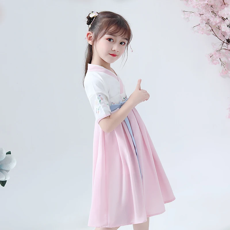 Hanfu костюмы для детей в китайском стиле костюм Тан дети ханьфу китайское платье древняя и традиционная одежда народная танцевальная одежда DQL775
