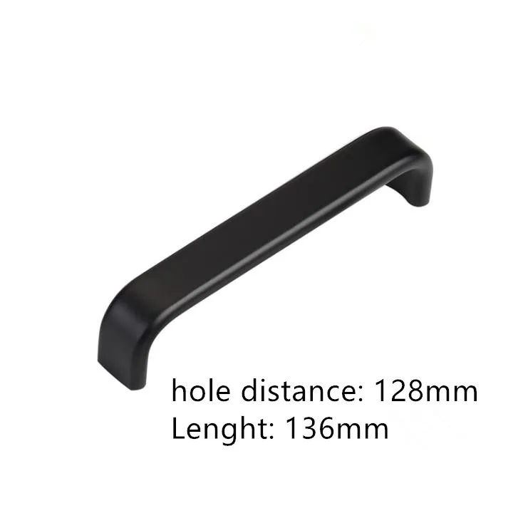 hole distance 128mm LCH, американский стиль, Черный алюминиевый сплав, ручка для шкафа, черная отделка, расстояние между отверстиями 32 мм, 256 мм, 448 мм, серебристая отделка - Цвет: hole distance 128mm