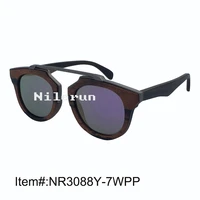 luxury brand metal bridge round ebony frame mirror purple polarized sunglasses