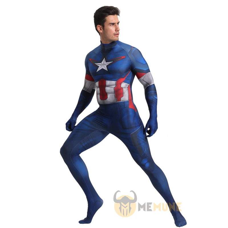 Персонажи фильма Marvel супергерой Капитан Америка полный корпус зентай костюм