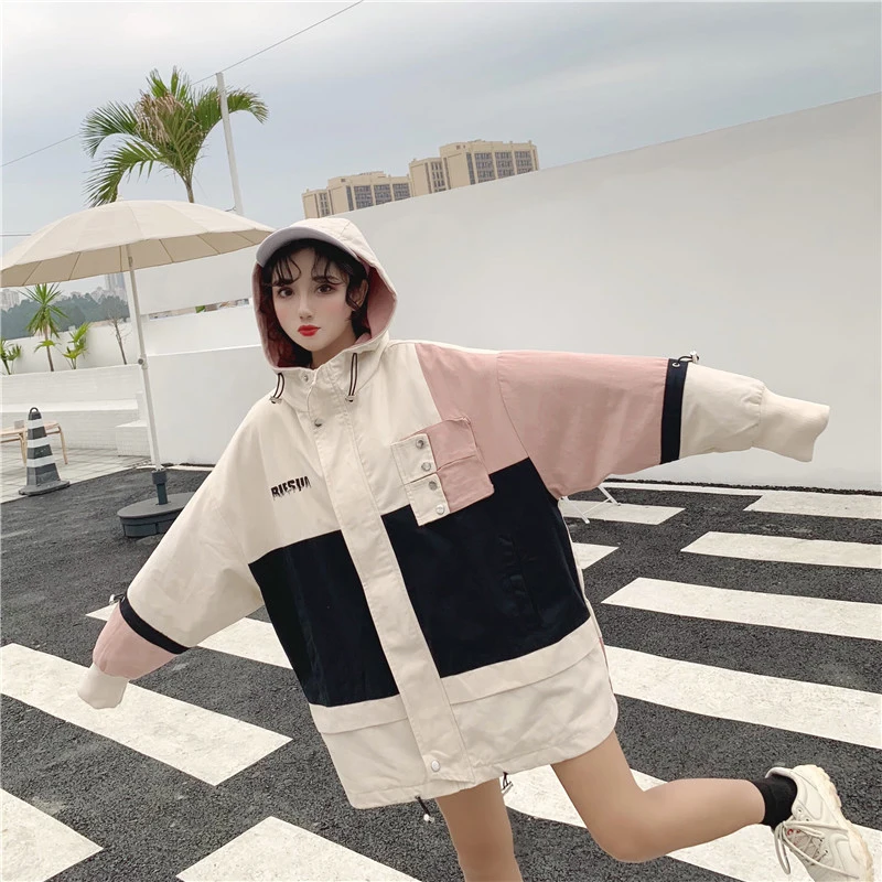 Женская тонкая короткая куртка на молнии свободная повседневная в Корейском