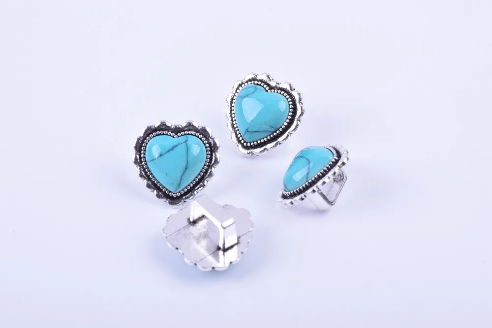 

10pcs 10.29x6.43mm Heart Style Turquoise For Leather Cord, Leather Wrap Bracelet, Bracelet Connector--PAT223