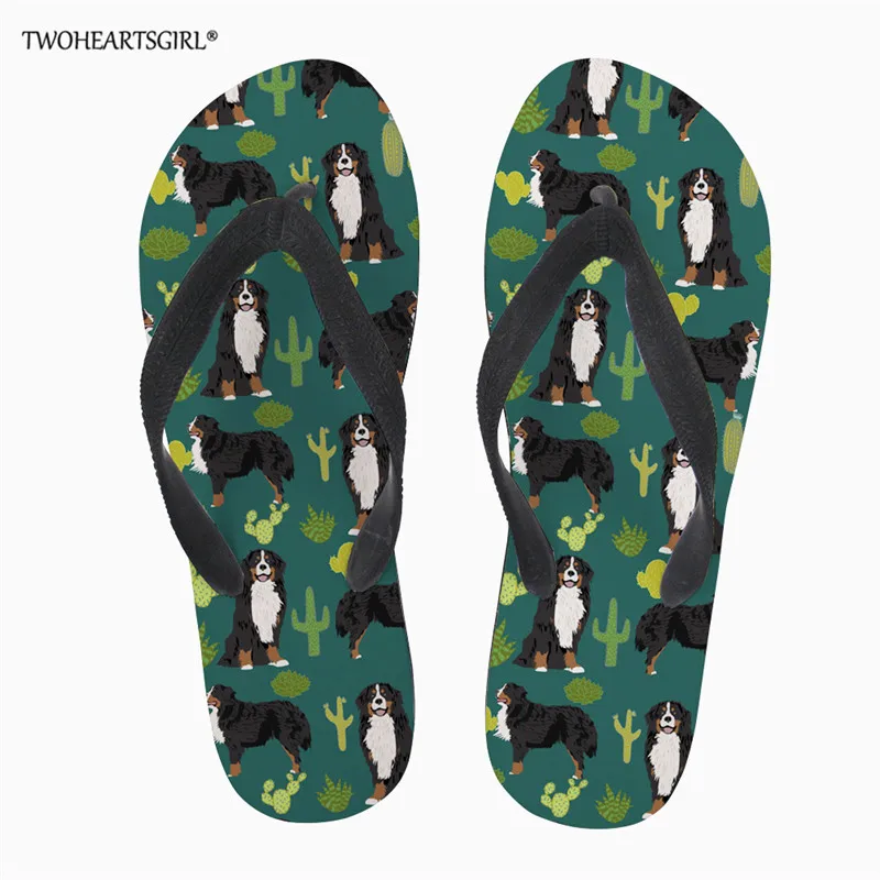 

Шлепанцы twoheart sgirl женские, плоская подошва, повседневные домашние тапочки, пляжные сандалии, шлепанцы на заказ, Бернская горная собака, на ле...