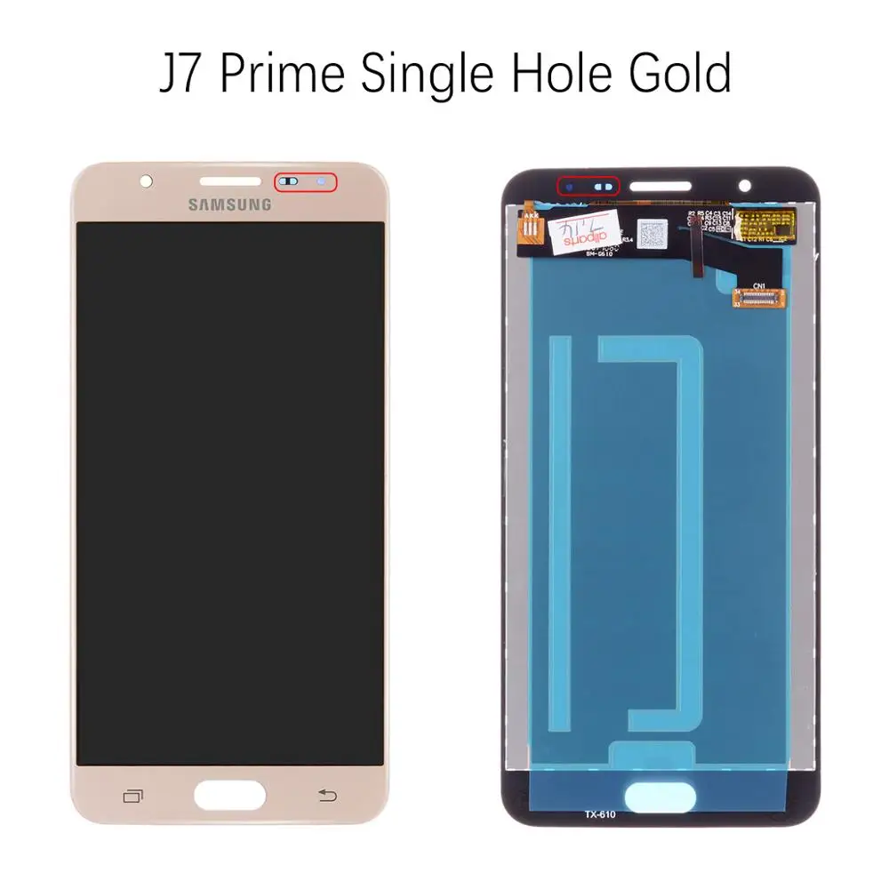 Дисплей для SAMSUNG Galaxy J7 Prime G610F G610F/DS LCD в сборе с тачскрином On7 Nxt 5.5" золотой белый Черный - Цвет: Single Gold NoFrame
