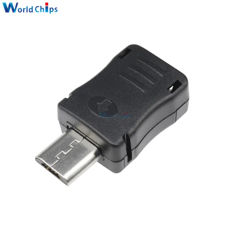 10PCS DIY Micro USB 5 Pin T Port Male Plug Socket Connector with Plastic Cover | Электронные компоненты и