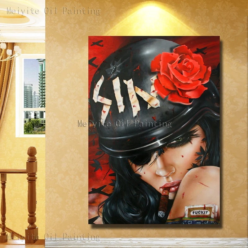 

Fashion Gothic GIrl Sexy Cool Girl Canvas Wall Picture Bedroom Wall Decor CHeap Modern Canvas Art