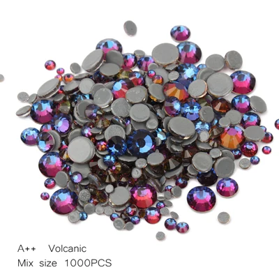 Volcanic Разноцветные прозрачные стразы высокого качества A++ с горячей фиксацией, SS6-SS30, 1000 шт./партия, стразы и камни для роскошного платья - Цвет: Volcanic