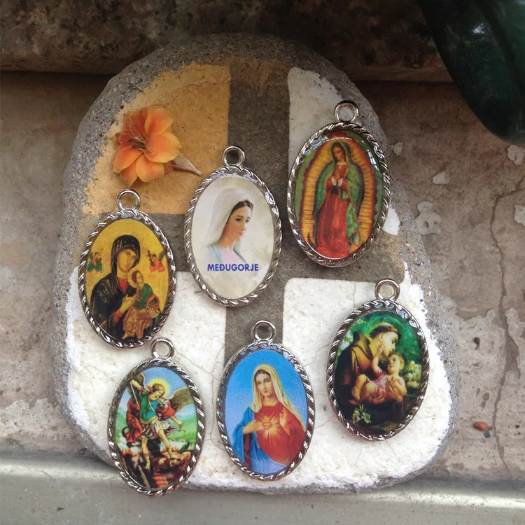 Католической религиозной старинные античная бронза покрытие святой бенедикт