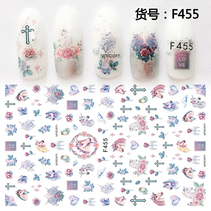 5 sheets F455 Новое поступление 5 листов 3D супер тонкие накладки-наклейки на ногти клей для накладных ногтей наклейки Маникюрный Инструмент темное украшение цветок наклейки для ногтей - Цвет: 5 sheets F455