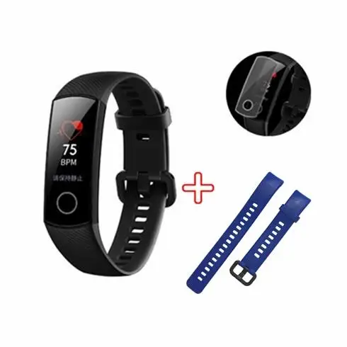 black-Dark blue-film huawei Honor Band 4 AMOLED цветной 0,95 дюймовый сенсорный смарт-браслет 50 м профессиональный водонепроницаемый датчик сердечного ритма - Цвет: black-Dark blue-film