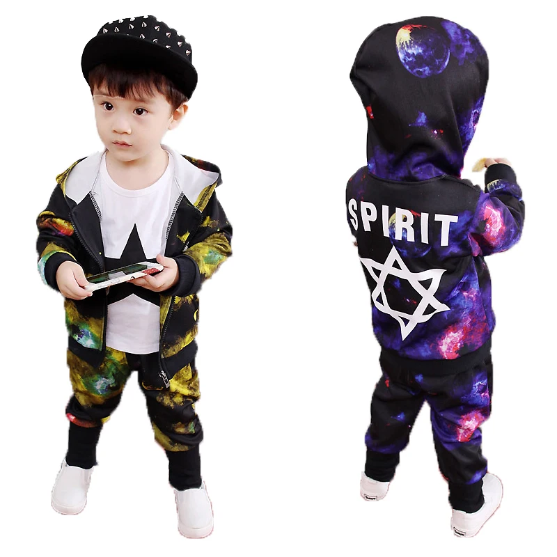 

Baby Boys Clothing Sets Children Fashion Active Hooded Jackets Zipper Coat And Pant Set Toddler Kids Clothing Autumn Sports Suit
