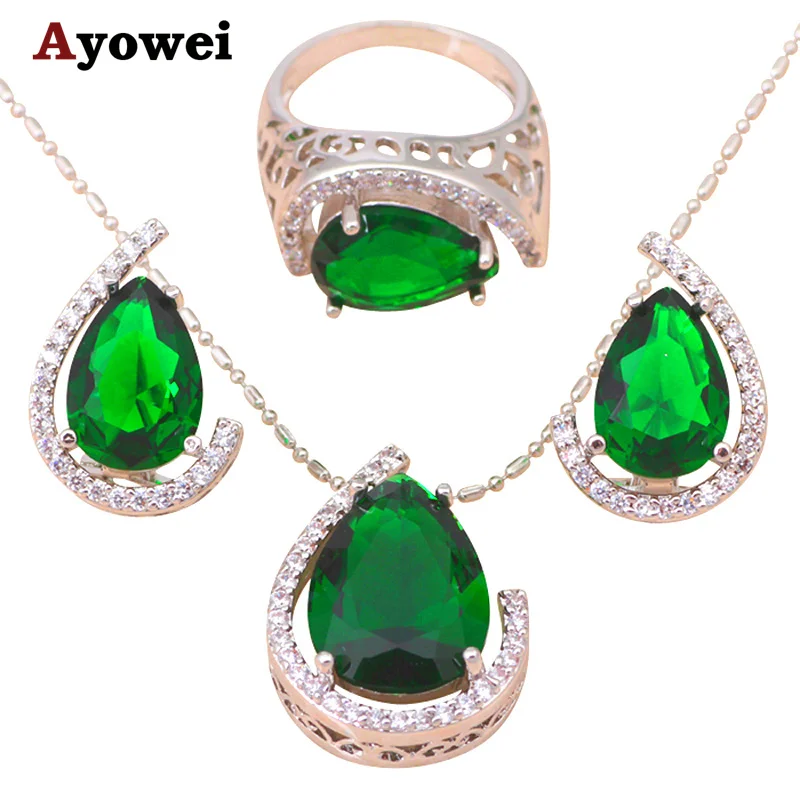 Top quality Silver tone Zircon Health Nickel &amp Lead free Earring Necklace Ring sz #7.5 #8.5 #9.25 Jewelry Set JS303A | Украшения и