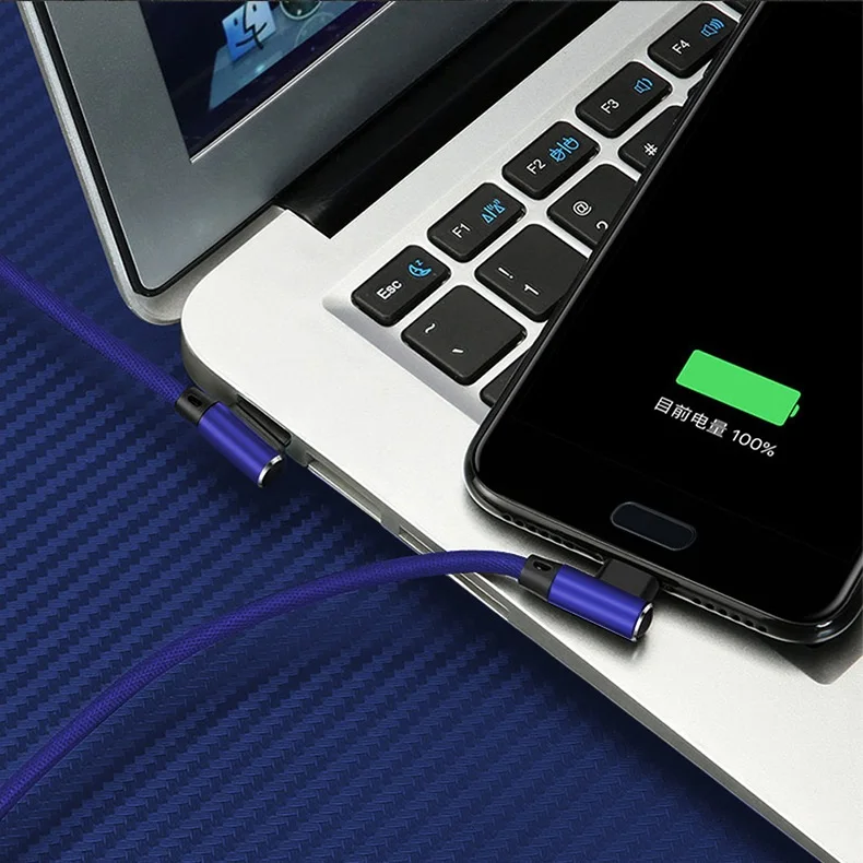 Кабель QUWIND 8Pin Type C Micro для быстрой зарядки и передачи данных 90 градусов
