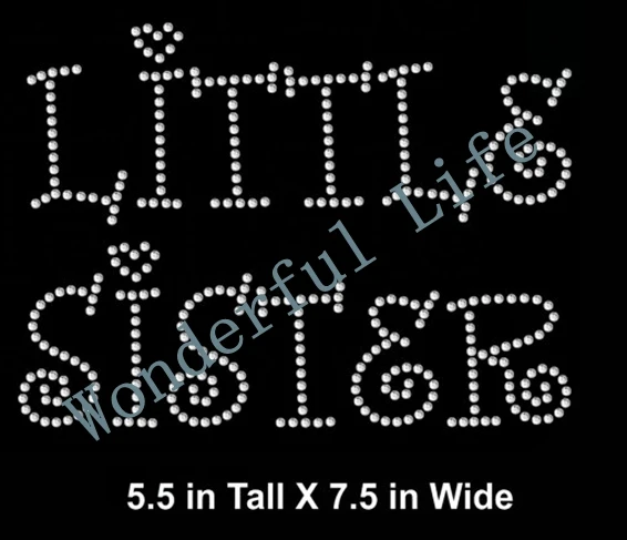 Free shipping hot fix rhinestones motif transfer little sister white crystal color for kids very lovely style image you | Дом и сад