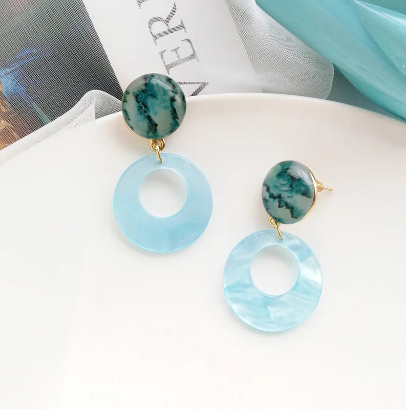 Разноцветные пустотелые круглые серьги клипса в виде диска без пирсинга