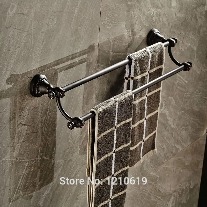 Newly Oil Rubbed Bronze Double Towel Bars Rails Retro Style Bathroom Rack Shelf Wall Mount | Обустройство дома
