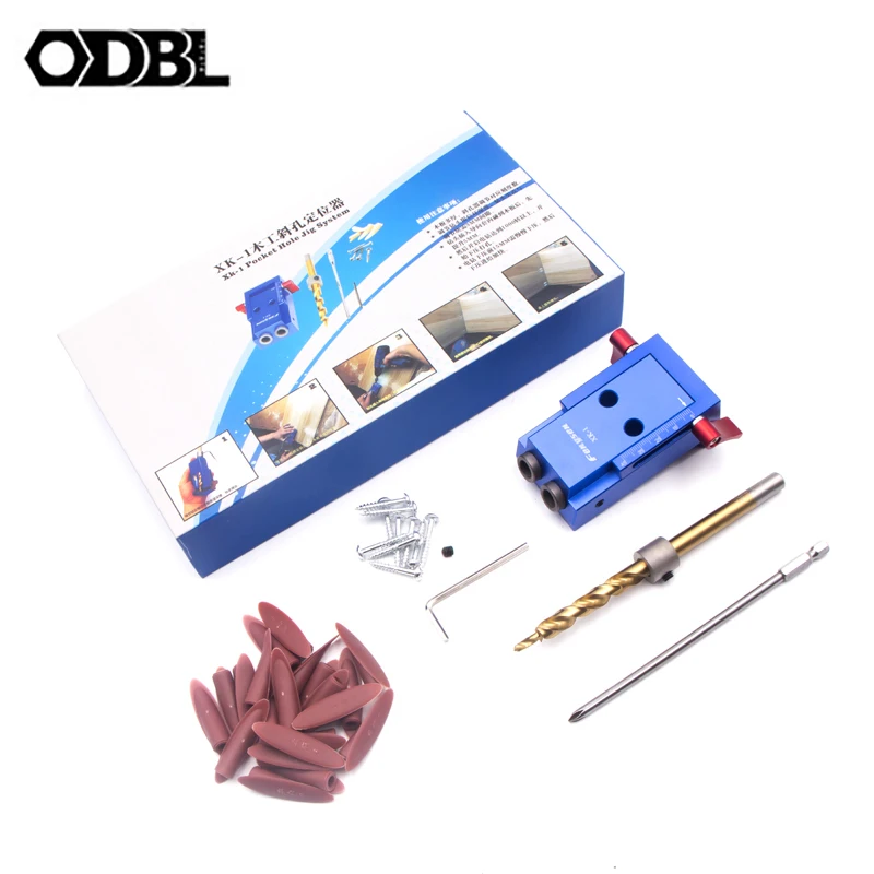 Pocket Hole Jig Kit System For WoodWorking Drilling Holes Guide Joinery Step Drill Bit & Accessories Wood Work Tool Set With Box