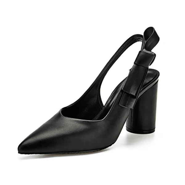 Black Pumps B Женские туфли-лодочки; туфли на высоком каблуке; кожаные весенние модельные туфли; вечерние туфли с острым носком; женские выразительные туфли-лодочки; слинбэки размера плюс - Цвет: Black Pumps B