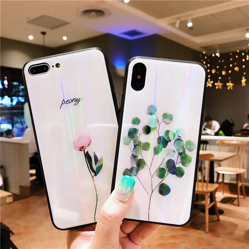 Чехол из закаленного стекла с зелеными листьями для Vivo Y66 Y67 Y71 Y75 Y79 Y83 Y85 Y93 Y97 V11 V11i x27