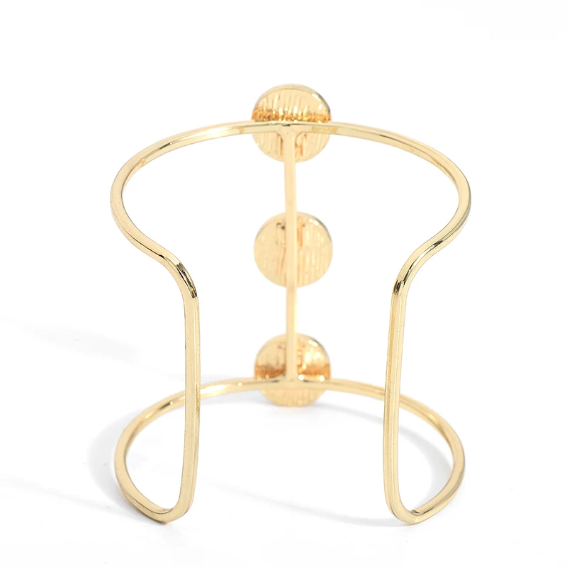 Браслет женский широкий в богемном стиле золотого цвета с синими бусинами