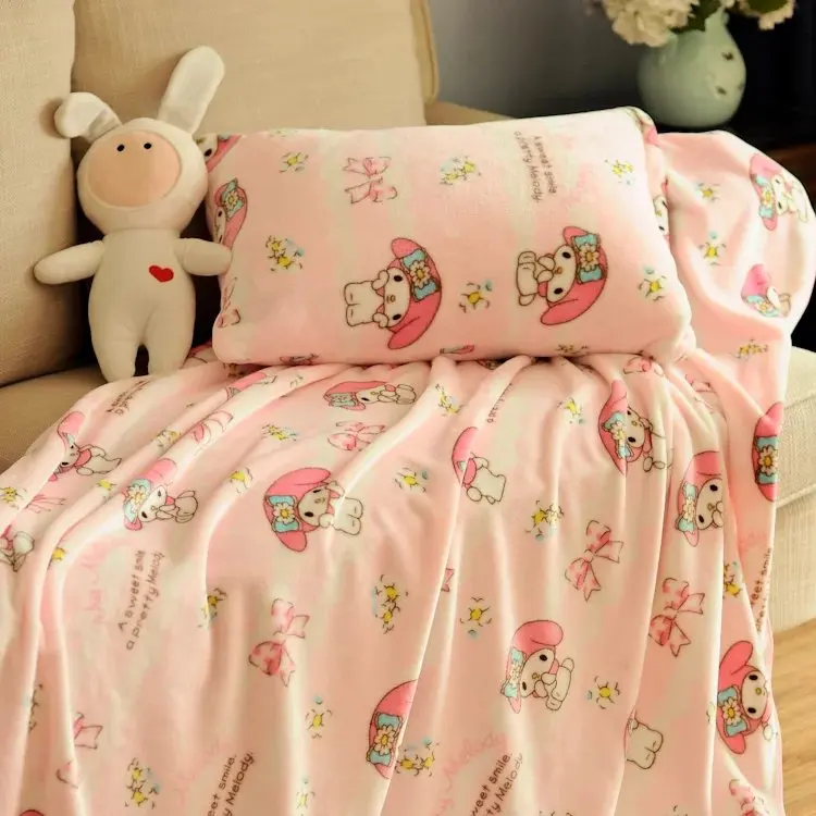 1pc cartoon bowknot My Melody soft plush pillowcase single pillow slip cover warm blanket bed sheet girl kids decoration | Игрушки и