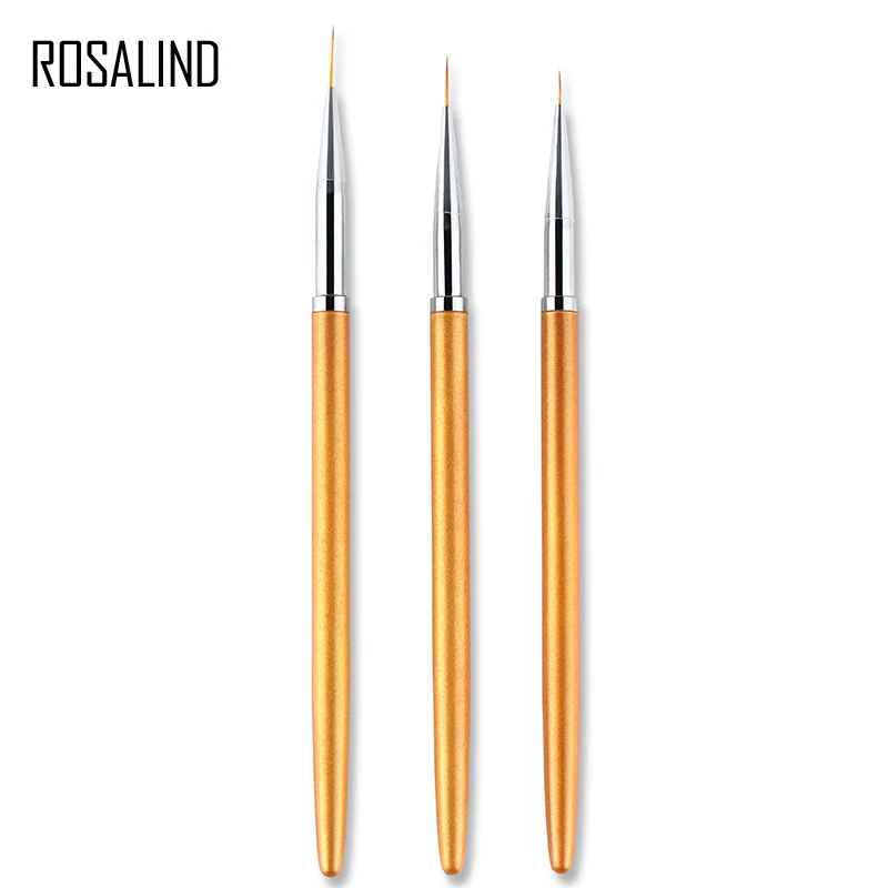 ROSALIND 3 шт./компл. Золотые кисти для ногтей дизайнерские маникюрный набор