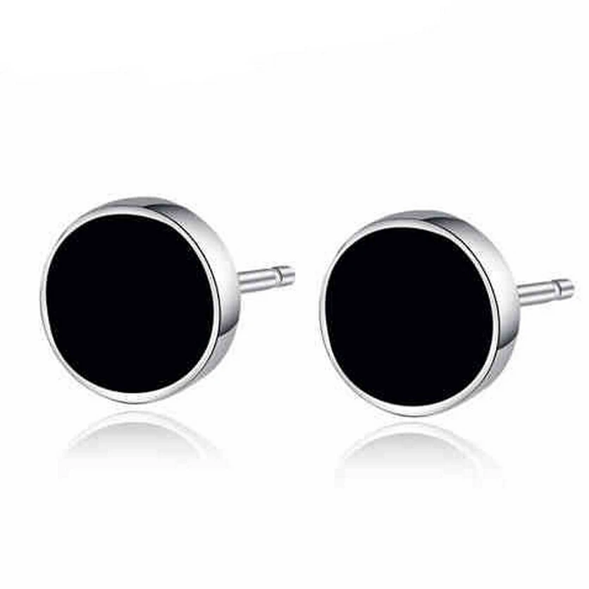 Женские и мужские серьги гвоздики из серебра 925 пробы|fashion stud earrings|stud earringsblack earrings |