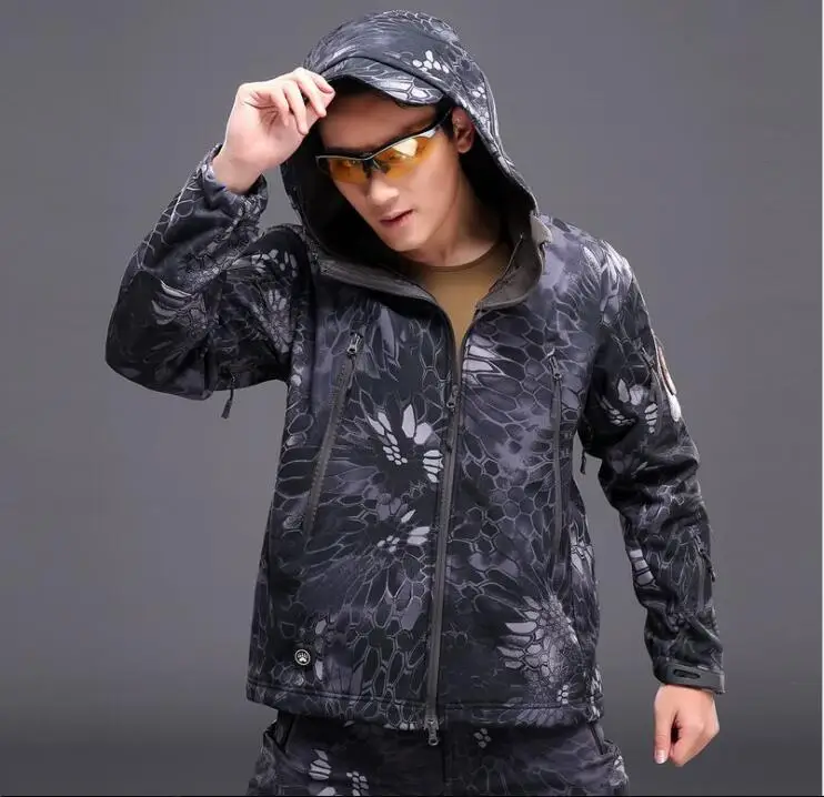 Открытый Спорт Softshell куртки брюки для девочек для мужчин пеший Туризм Охота Одежда Камуфляж Военная Униформа Тактический Кемпинг