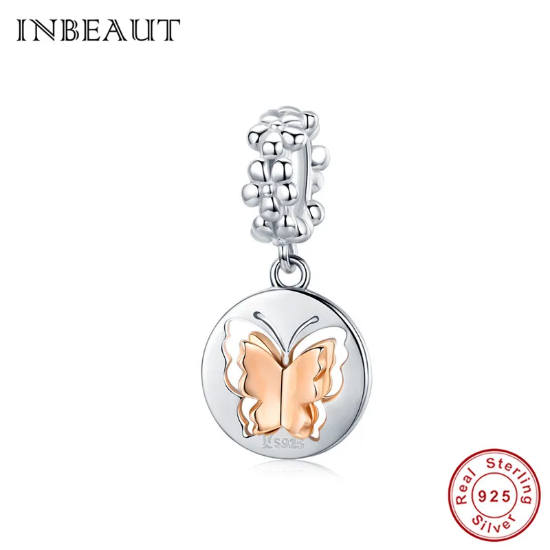 Шармы бабочки INBEAUT из серебра 100% пробы подходят для браслетов бренда розовое
