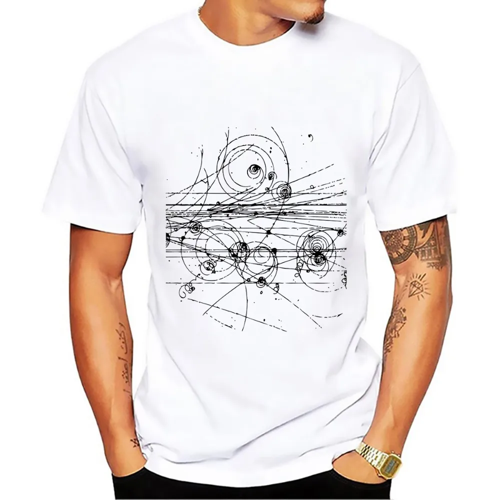 

The path of subatomic particles in a hydrogen bubble chamber GEEK t shirt men new white casual tshirt homme funny t-shirt