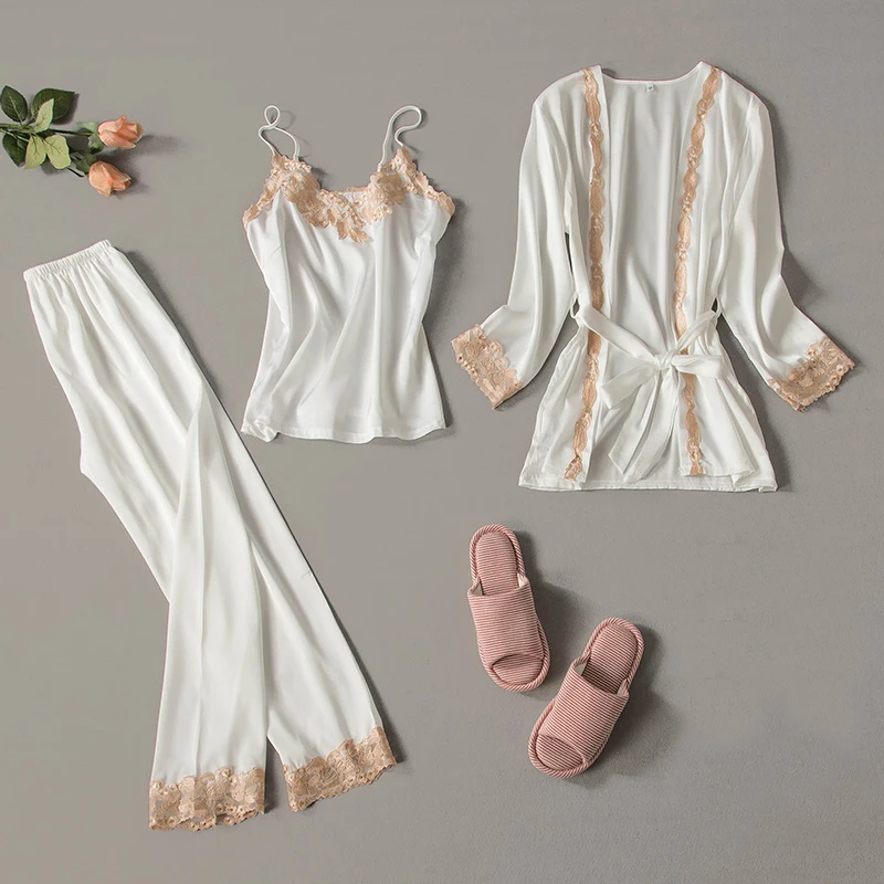 Роскошные летние шелковые пижамные комплекты для женщин женская домашняя одежда
