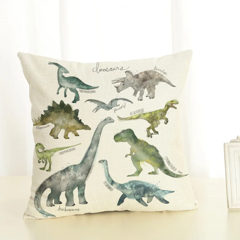 Cushion Cover Наволочка для подушки 45x45 см Наволочки домашний декор животных Динозавр Тираннозавр Рекс Печать Хлопок Лен наволочки - Цвет: Cushion Cover