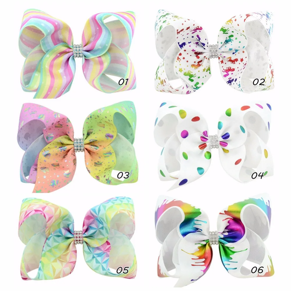 6 шт./лот дюймов радужные полоски в горошек с принтом бабочки корсажная лента