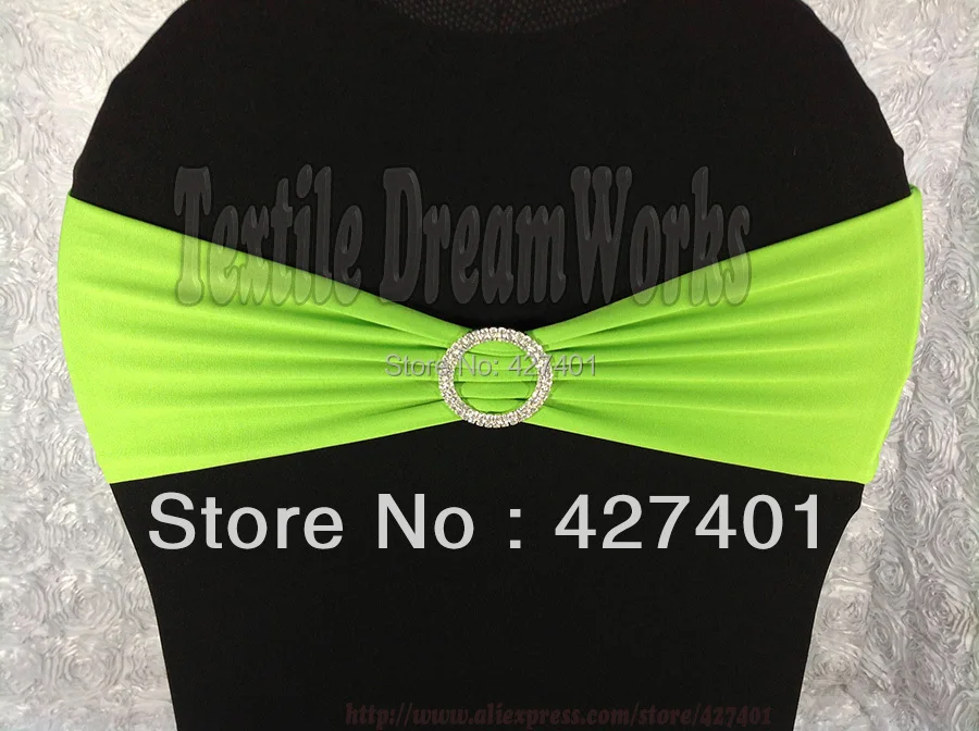 Зеленая яблоко лента из лайкры с круглой алмазной пряжкой булавкой для свадьбы и