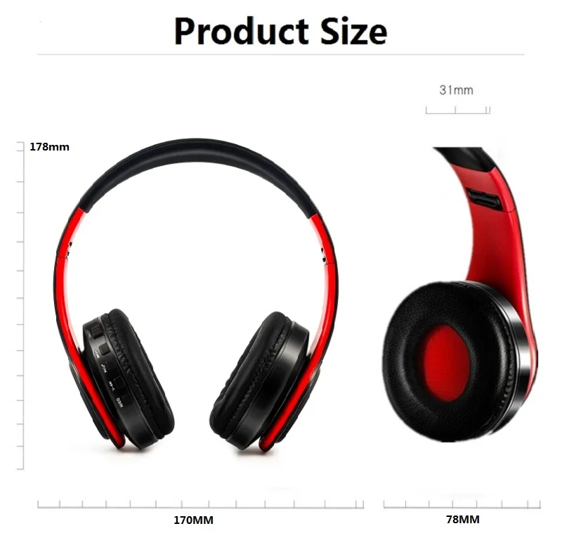TOPROAD, портативные Bluetooth наушники, Беспроводная стереогарнитура, поддержка FM радио, TF, Solt, AUX, громкая связь, для iPad, смартфона, ПК