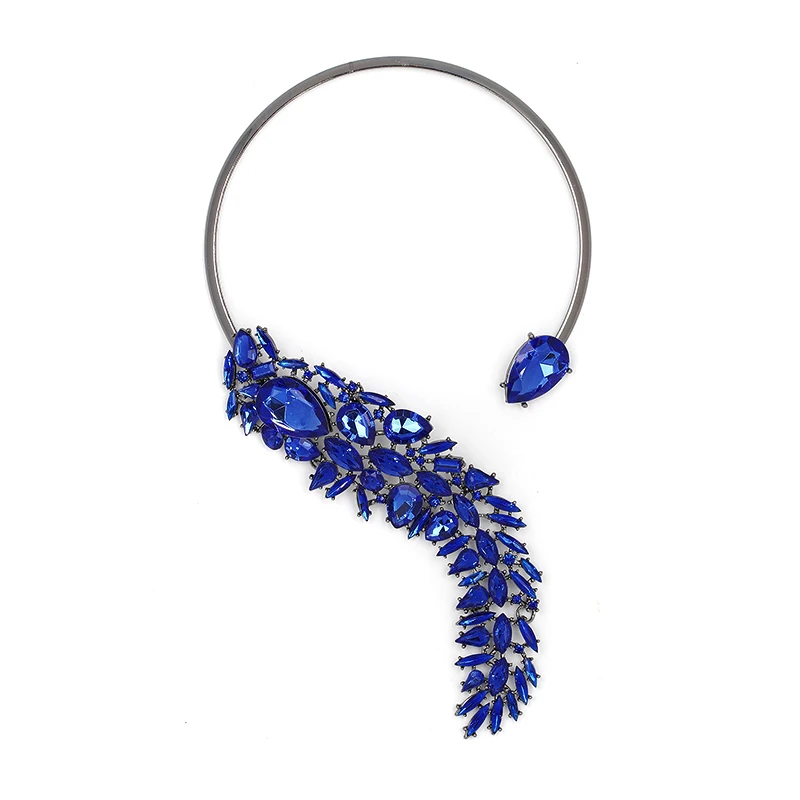 blue JUJIA, новинка, 7 цветов, модное ожерелье, воротник, ожерелье, s& Подвески, чокер, нагрудник, макси, массивное ожерелье для женщин - Окраска металла: blue